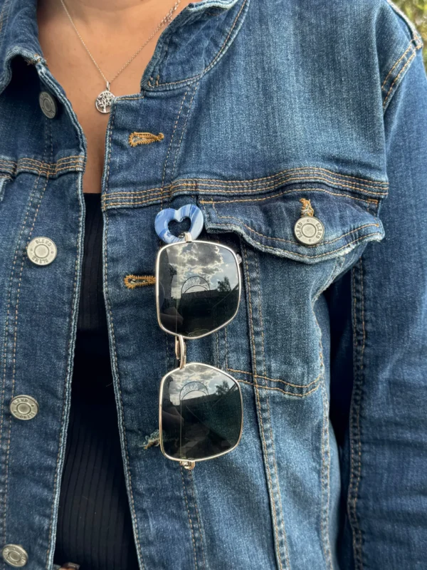 Porte-lunettes cœur bleu